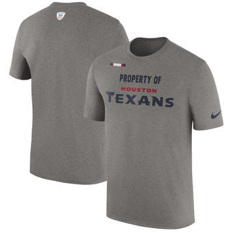 Houston Texans Nike Sideline Property Of Facility T Shirt Heather Gray - Click Image to Close