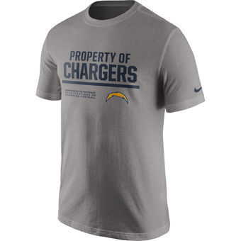 Los Angeles Chargers Nike Property Of T Shirt Heathered Gray