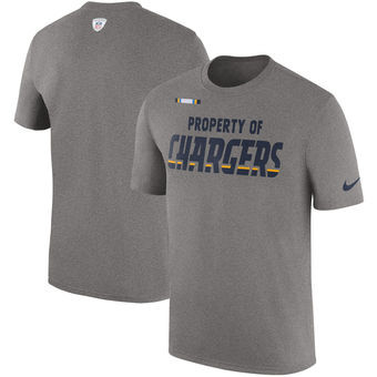 Los Angeles Chargers Nike Sideline Property Of Facility T Shirt Heather Gray - Click Image to Close