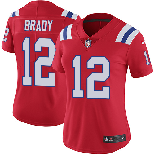 Nike Patriots 12 Tom Brady Red Women Vapor Untouchable Limited Player Jersey