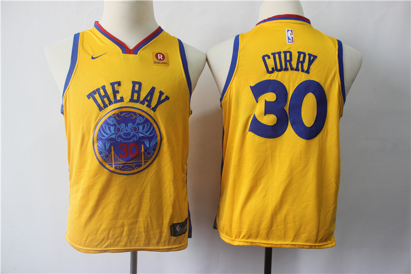 Warriors 30 Stephen Curry Gold City Edition Youth Nike Swingman Jersey - Click Image to Close