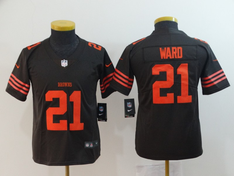 Nike Browns 21 Denzel Ward Brown Youth Color Rush Limited Jersey