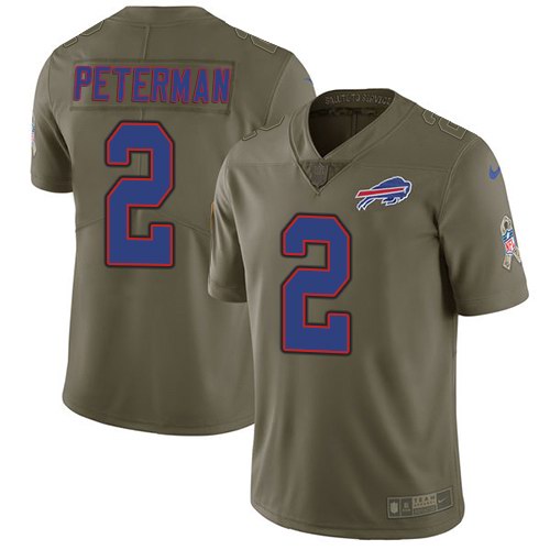 Nike Bills 2 Nathan Peterman Olive Salute To Service Limited Jersey