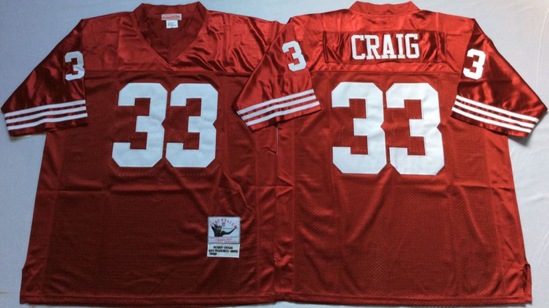 49ers 33 Roger Craig Red M&N Throwback Jersey