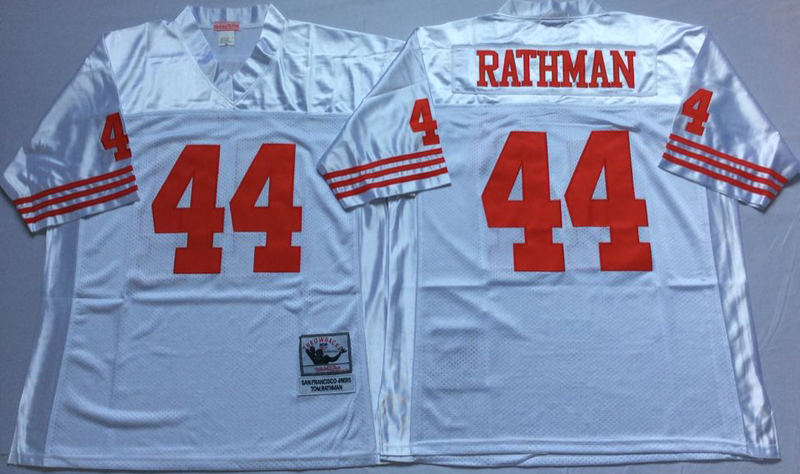 49ers 44 Tom Rathman White M&N Throwback Jersey