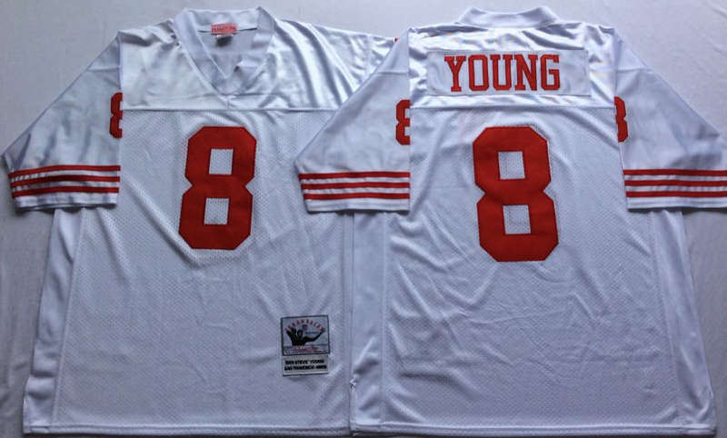 49ers 8 Steve Young White M&N Throwback Jersey