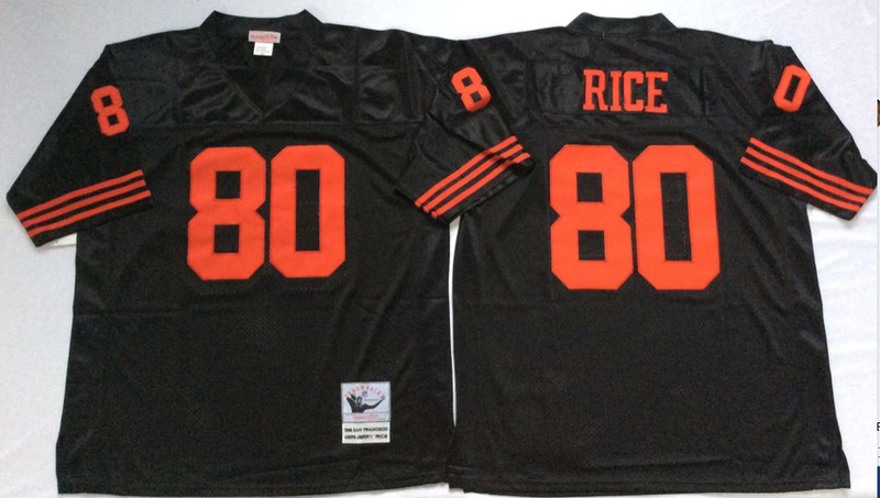 49ers 80 Jerry Rice Black M&N Throwback Jersey