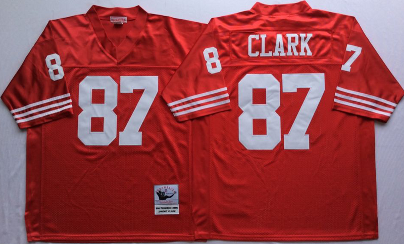 49ers 87 Dwight Clark Red M&N Throwback Jersey