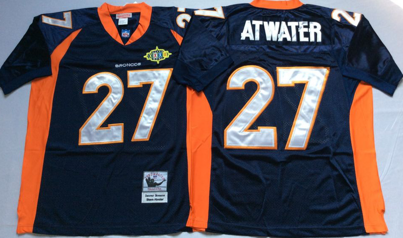 Broncos 27 Steve Atwater Navy M&N Throwback Jersey