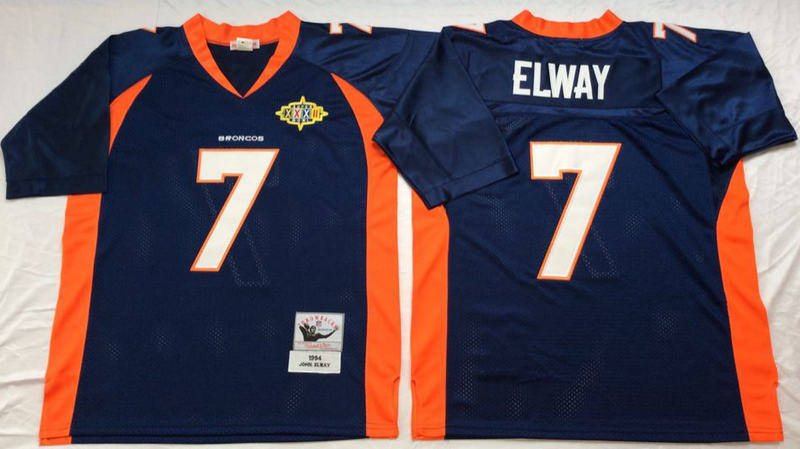 Broncos 7 John Elway Navy M&N Throwback Jersey