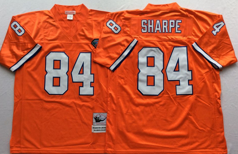Broncos 84 Shannon Sharpe Orange M&N Throwback Jersey