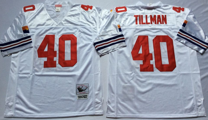 Cardinals 40 Pat Tillman White M&N Throwback Jersey
