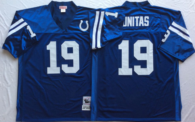Colts 19 Johnny Unitas Blue M&N Throwback Jersey