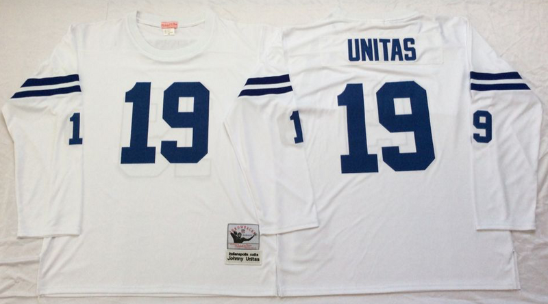 Colts 19 Johnny Unitas White M&N Throwback Jersey