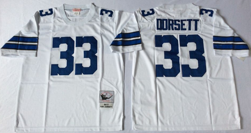 Cowboys 33 Tony Dorsett White M&N Throwback Jersey