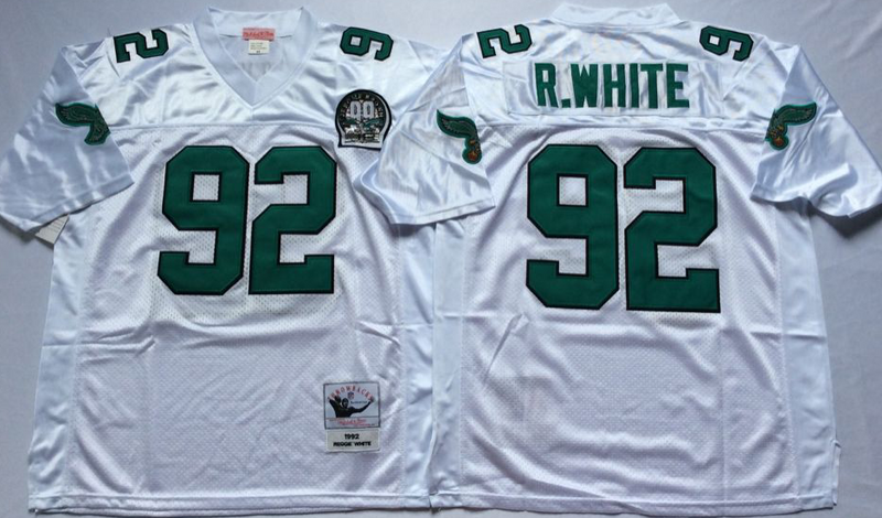Eagles 92 Reggie White White M&N Throwback Jersey