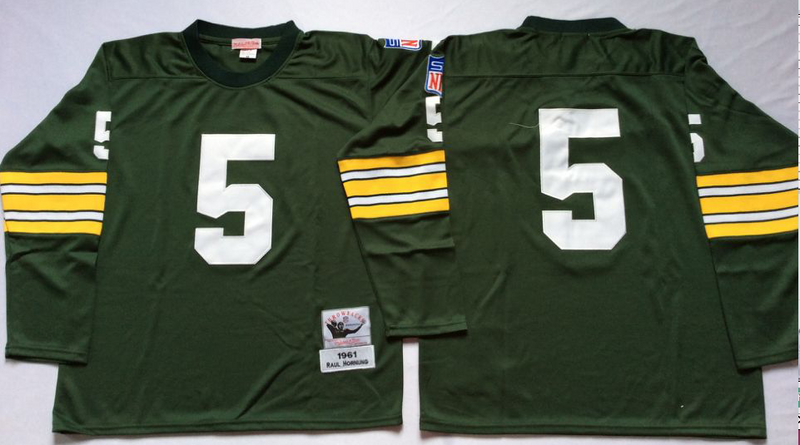 Packers 5 Paul Hornung Green Long Sleeve M&N Throwback Jersey