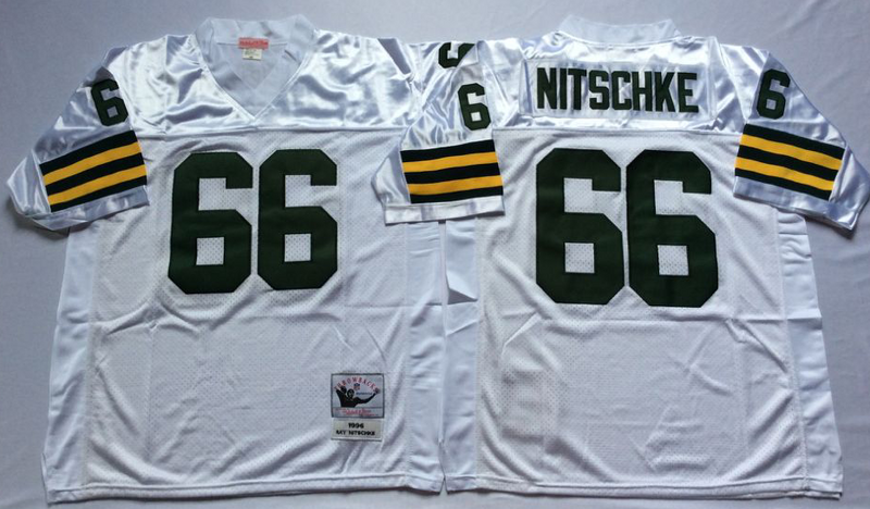 Packers 66 Ray Nitschke White M&N Throwback Jersey