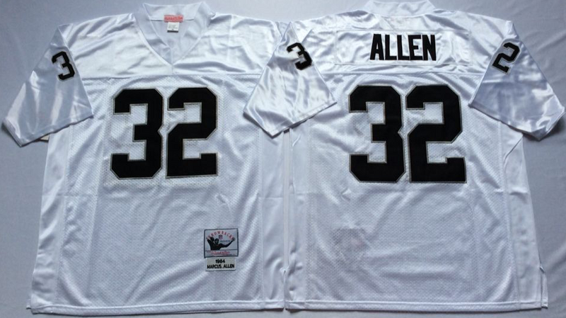 Raiders 32 Marcus Allen White M&N Throwback Jersey