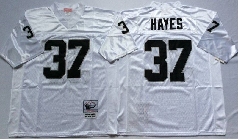 Raiders 37 Lester Hayes White M&N Throwback Jersey