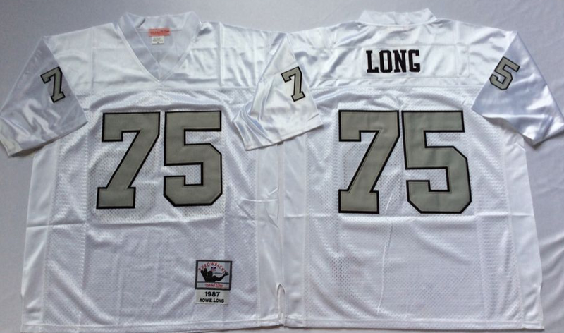 Raiders 75 Howie Long White Silver M&N Throwback Jersey