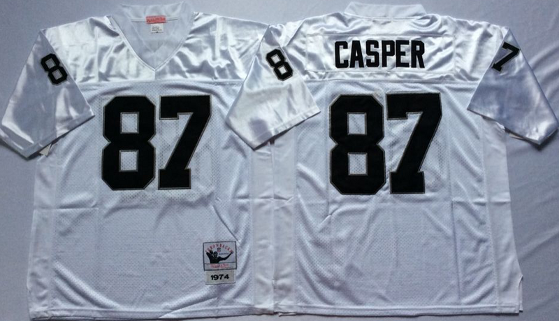 Raiders 87 Dave Casper White M&N Throwback Jersey