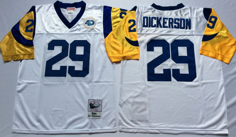 Rams 29 Eric Dickerson White M&N Throwback Jersey