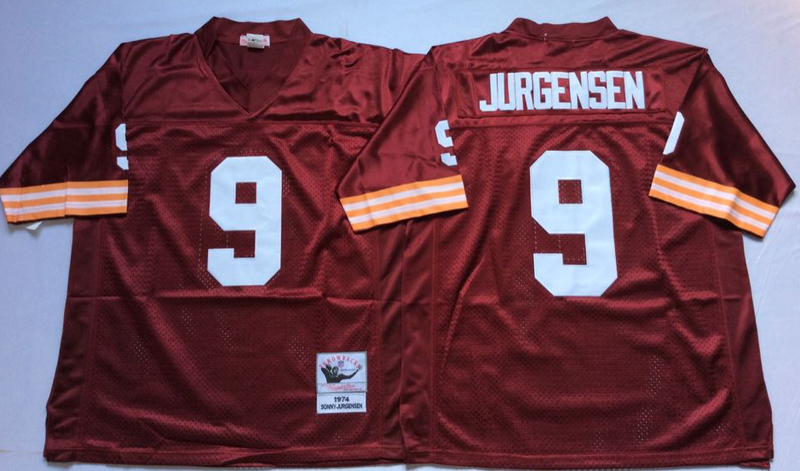 Redskins 9 Sonny Jurgensen Red M&N Throwback Jersey