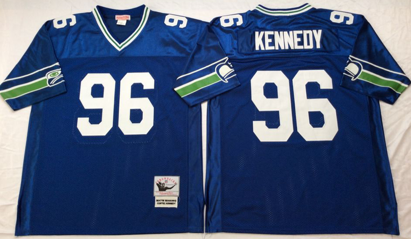 Seahawks 96 Cortez Kennedy Blue M&N Throwback Jersey