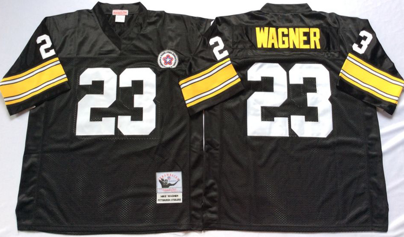 Steelers 23 Mike Wagner Black M&N Throwback Jersey