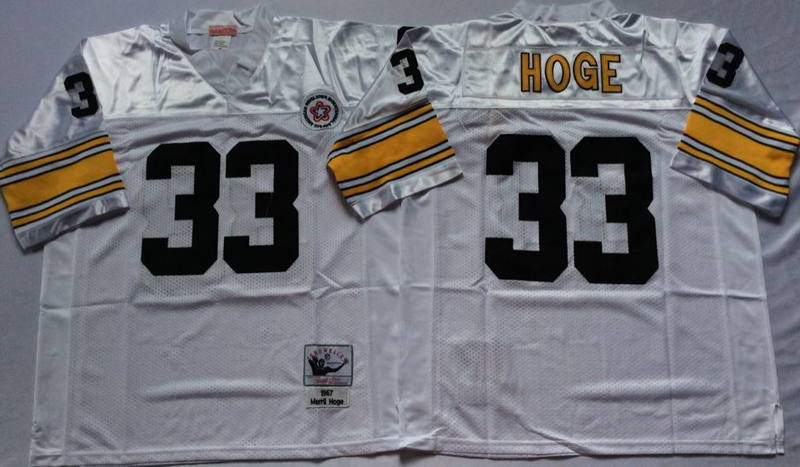 Steelers 33 Merril Hoge White M&N Throwback Jersey
