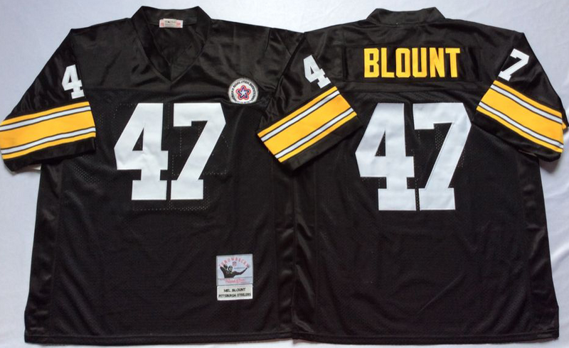 Steelers 47 Mel Blount Black M&N Throwback Jersey