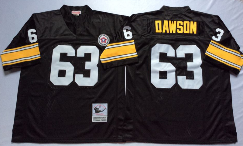 Steelers 63 Dermontti Dawson Black M&N Throwback Jersey