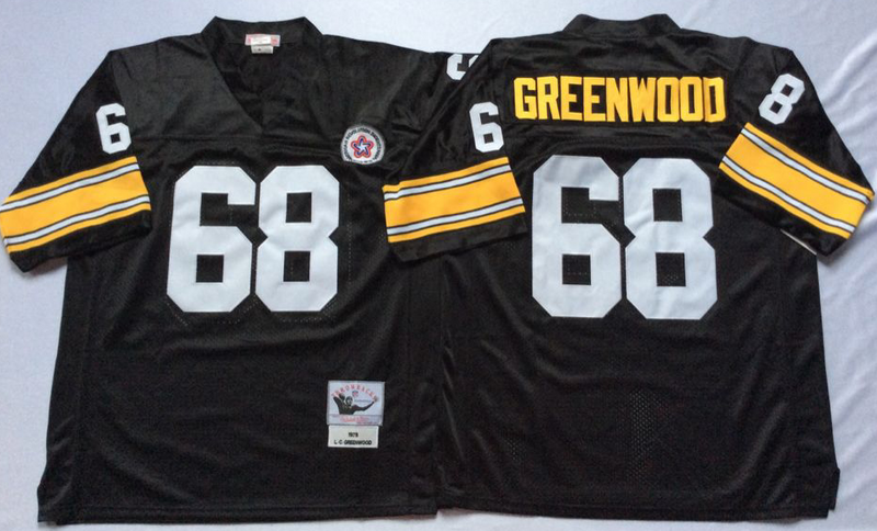 Steelers 68 L. C. Greenwood Black M&N Throwback Jersey