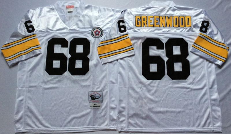 Steelers 68 L. C. Greenwood White M&N Throwback Jersey