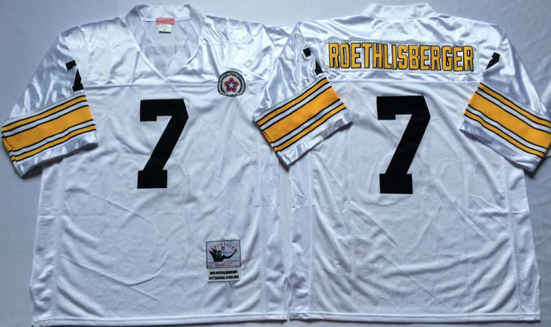 Steelers 7 Ben Roethlisberger White M&N Throwback Jersey