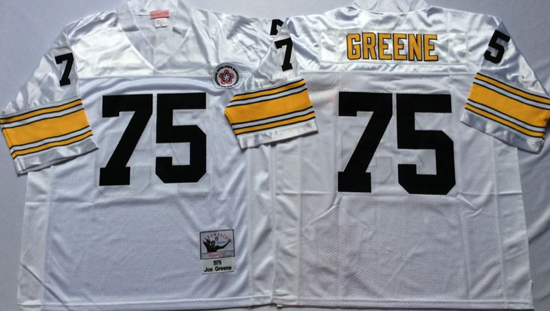 Steelers 75 Joe Greene White M&N Throwback Jersey
