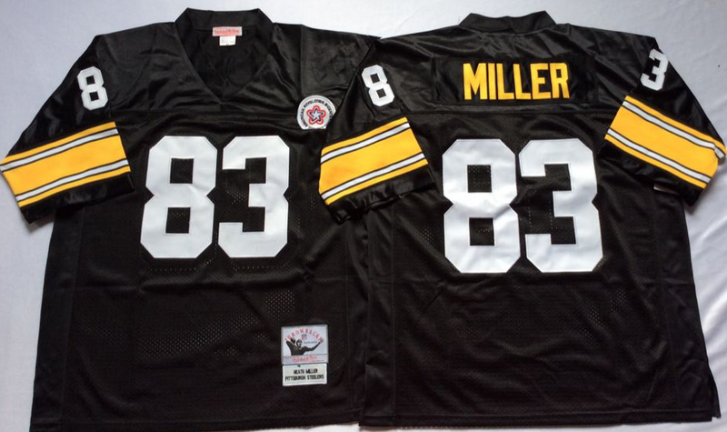 Steelers 83 Heath Miller Black M&N Throwback Jersey