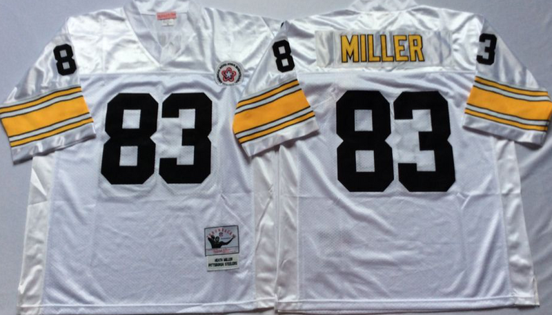 Steelers 83 Heath Miller White M&N Throwback Jersey