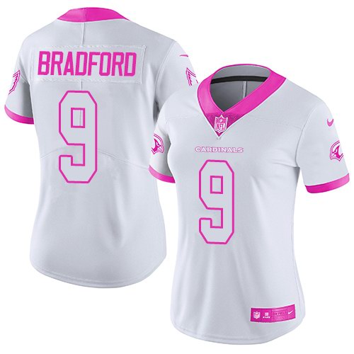 Nike Cardinals 9 Sam Bradford White Pink Women Rush Fashion Limited Jersey