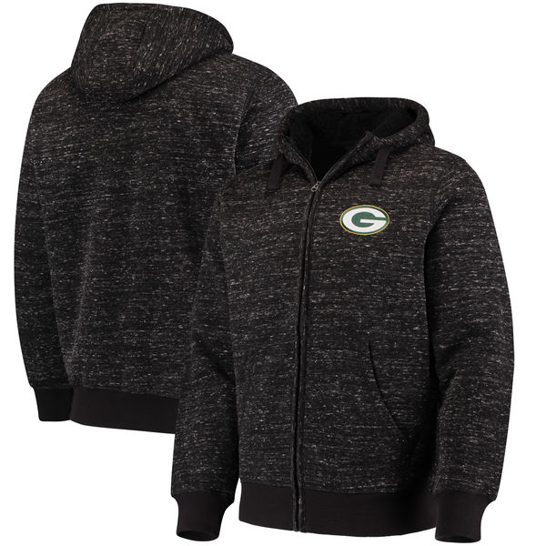Green Bay Packers G III Sports by Carl Banks Discovery Sherpa Full Zip Jacket Heathered Black