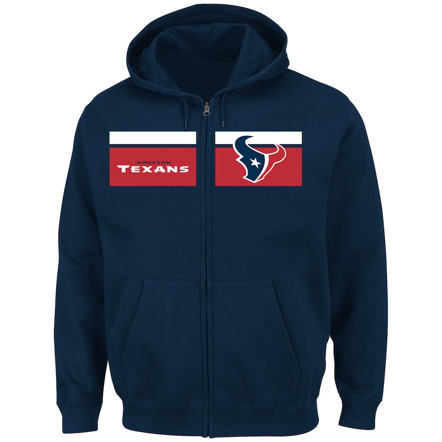 Houston Texans Majestic Touchback Full Zip Hoodie Navy Houston Texans Majestic Touchback Full Zip Hoodie Navy