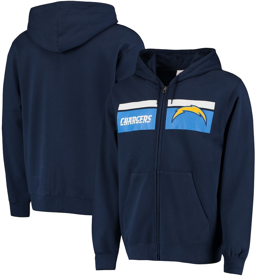 Los Angeles Chargers Majestic Touchback Full Zip Hoodie Navy