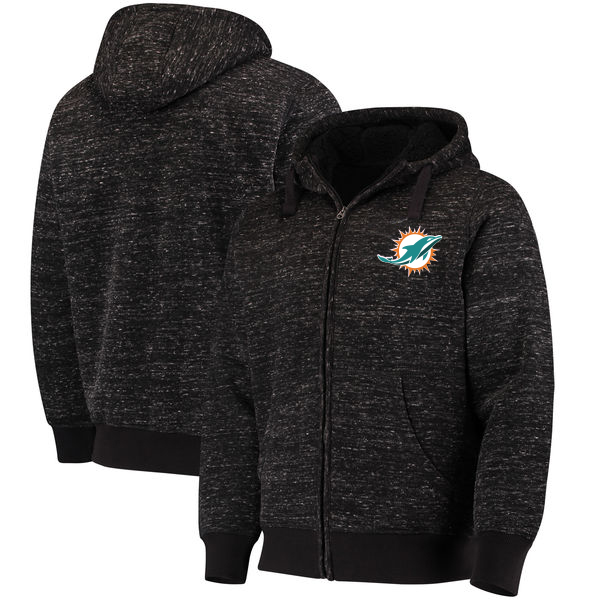 Miami Dolphins G III Sports by Carl Banks Discovery Sherpa Full Zip Jacket Heathered Black