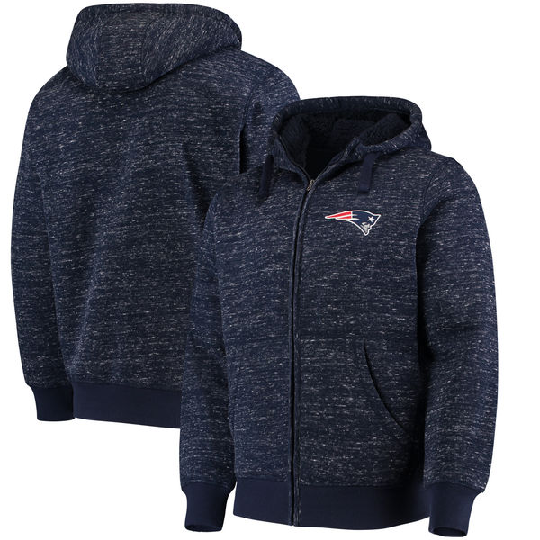 New England Patriots G III Sports by Carl Banks Discovery Sherpa Full Zip Jacket Heathered Navy