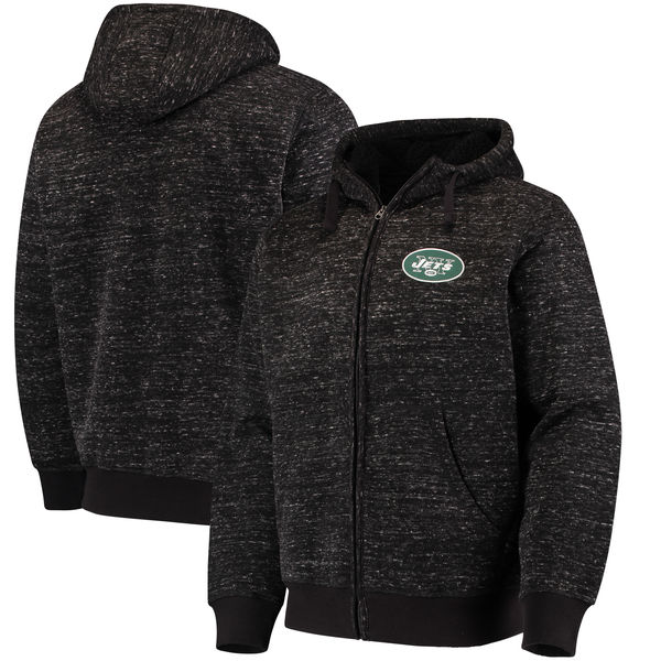 New York Jets G III Sports by Carl Banks Discovery Sherpa Full Zip Jacket Heathered Black - Click Image to Close