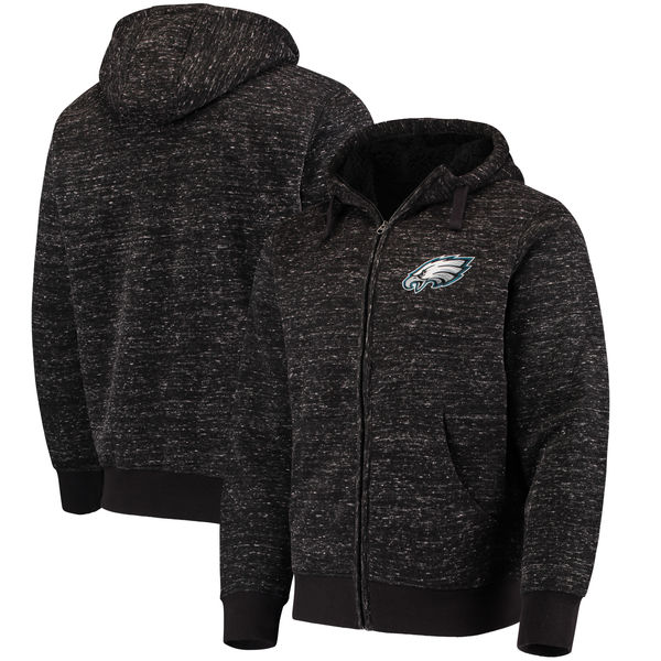 Philadelphia Eagles G III Sports by Carl Banks Discovery Sherpa Full Zip Jacket Heathered Black - Click Image to Close