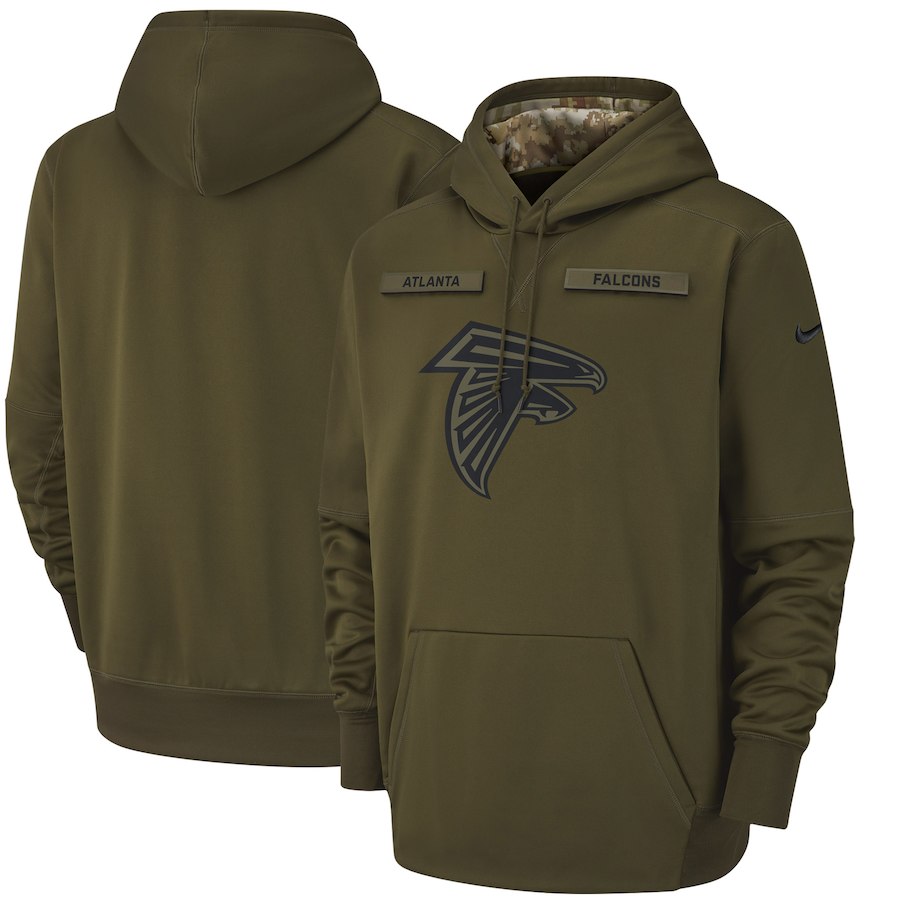 Atlanta Falcons Nike Salute to Service Sideline Therma Performance Pullover Hoodie Olive