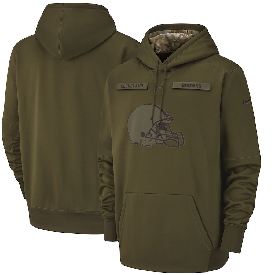 Cleveland Browns Nike Salute to Service Sideline Therma Performance Pullover Hoodie Olive