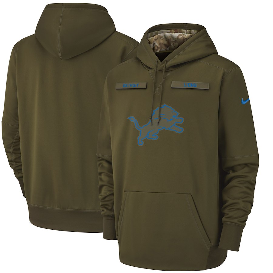 Detroit Lions Nike Salute to Service Sideline Therma Performance Pullover Hoodie Olive
